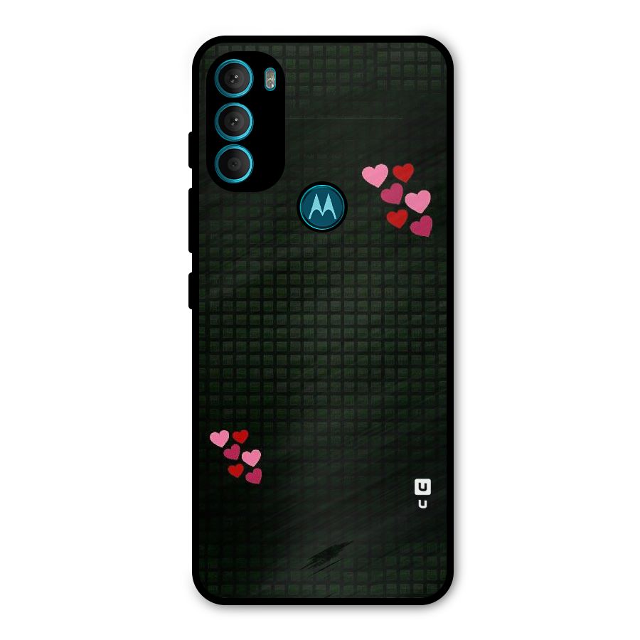 Square and Hearts Metal Back Case for Moto G71 5G