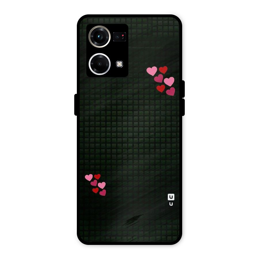 Square and Hearts Metal Back Case for Oppo F21 Pro 4G