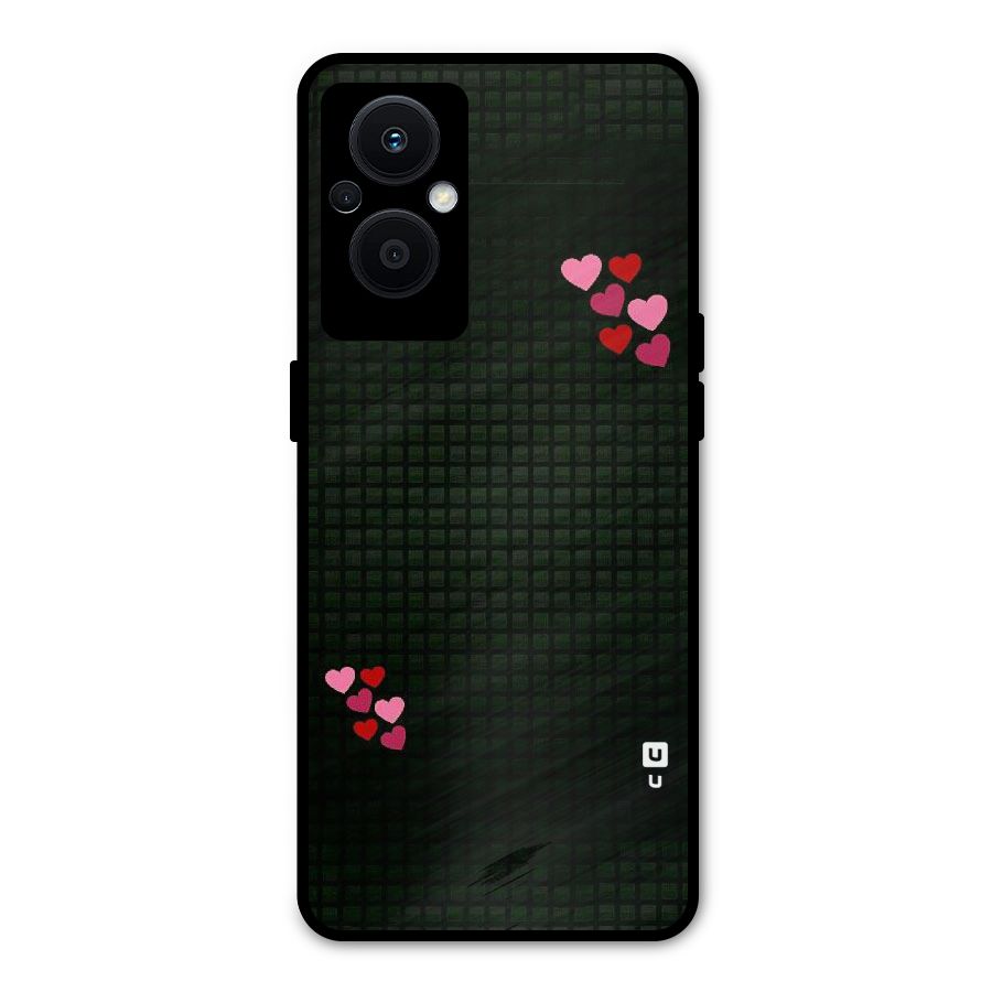 Square and Hearts Metal Back Case for Oppo F21 Pro 5G
