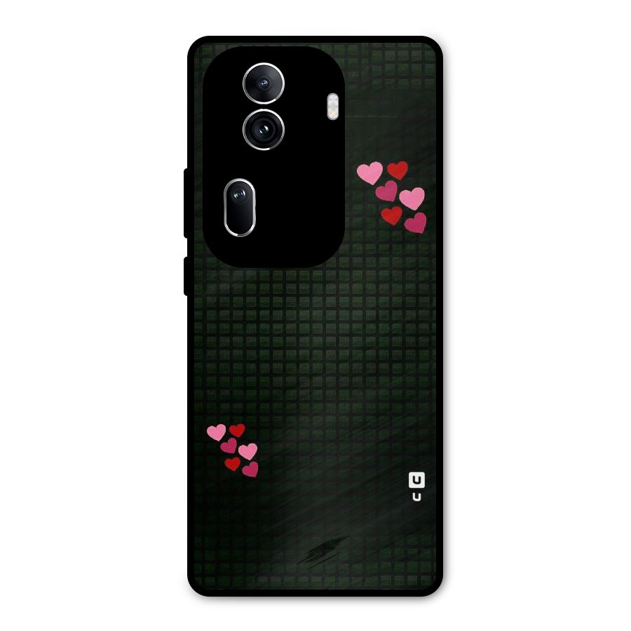 Square and Hearts Metal Back Case for Oppo Reno11 Pro 5G