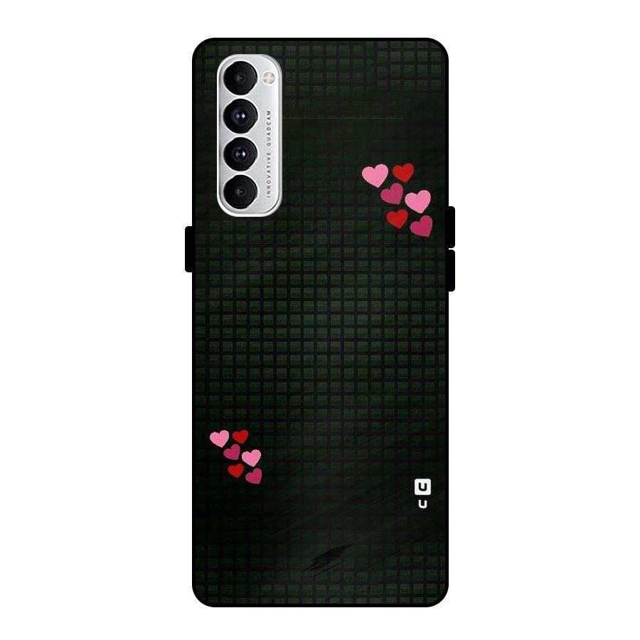 Square and Hearts Metal Back Case for Oppo Reno4 Pro