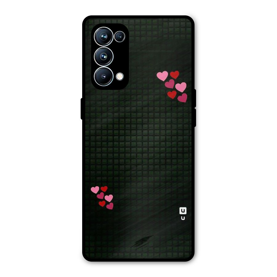 Square and Hearts Metal Back Case for Oppo Reno5 Pro 5G