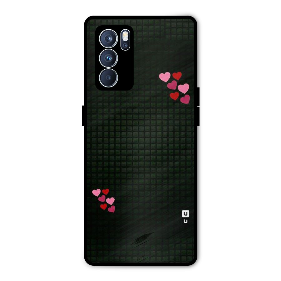 Square and Hearts Metal Back Case for Oppo Reno6 Pro 5G