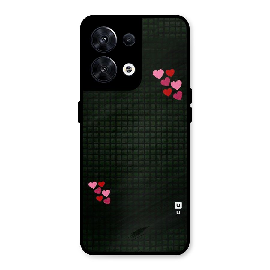 Square and Hearts Metal Back Case for Oppo Reno8 5G