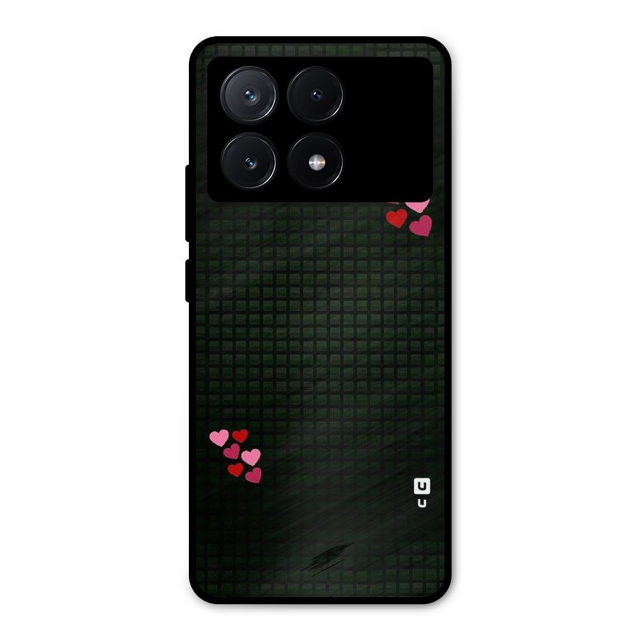 Square and Hearts Metal Back Case for Poco X6 Pro