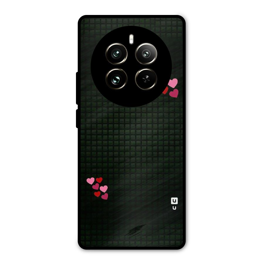 Square and Hearts Metal Back Case for Realme 12 Pro