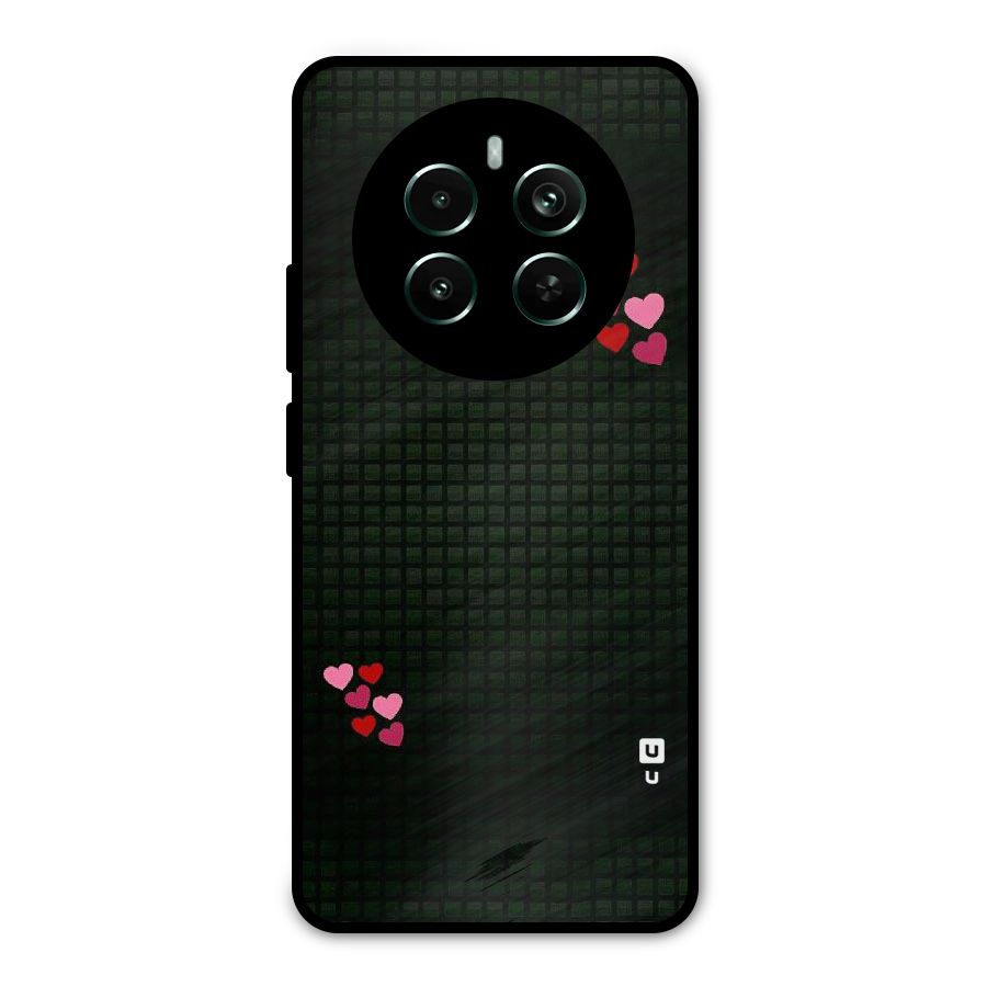 Square and Hearts Metal Back Case for Realme 12 Pro Plus