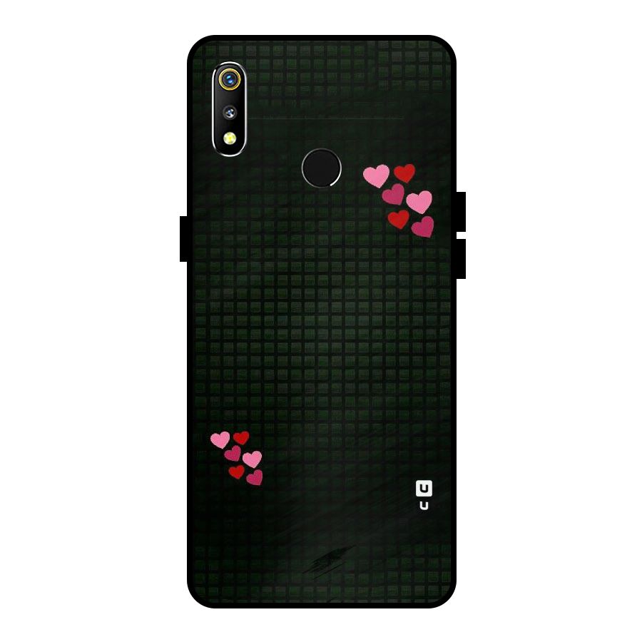 Square and Hearts Metal Back Case for Realme 3i