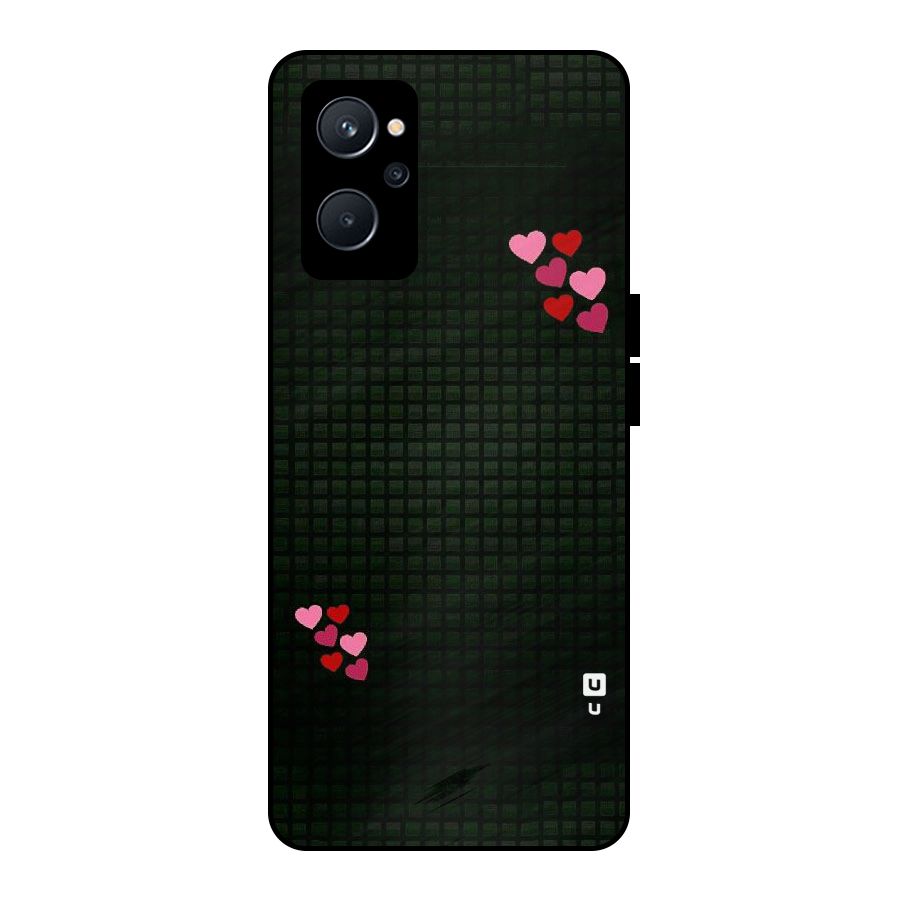 Square and Hearts Metal Back Case for Realme 9i 5G