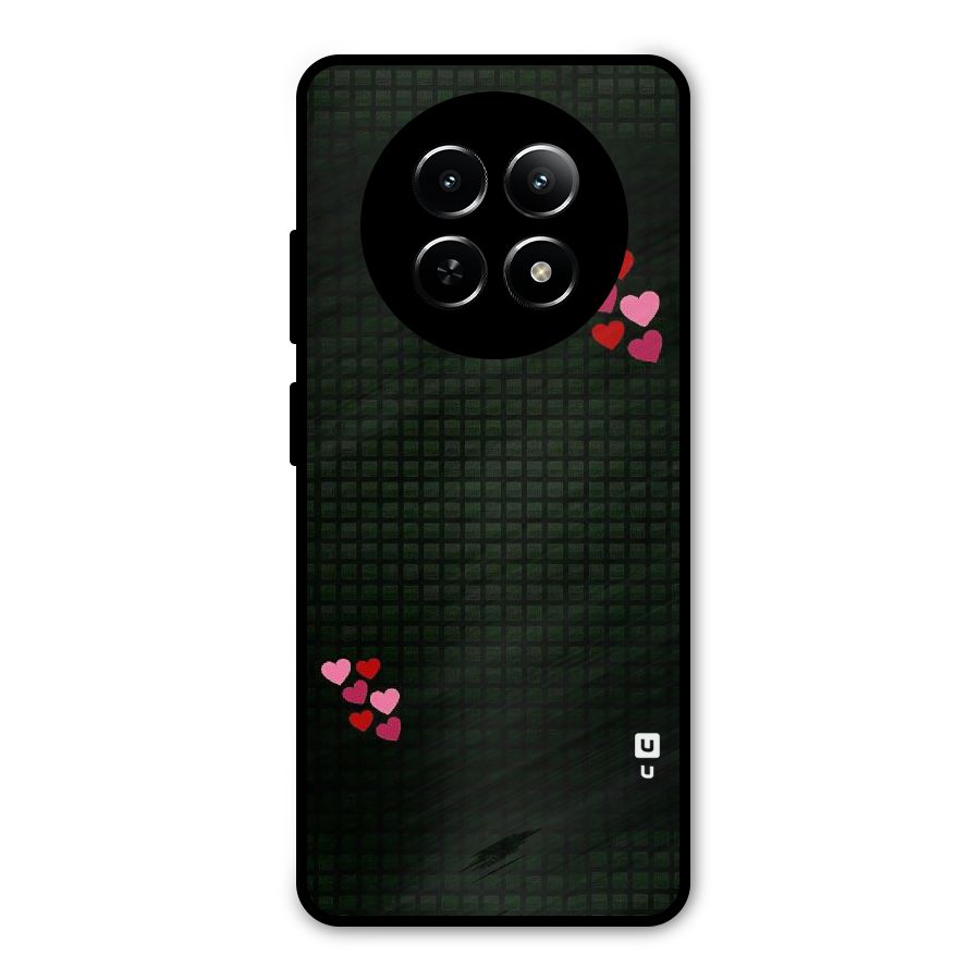 Square and Hearts Metal Back Case for Realme Narzo 70x 5G