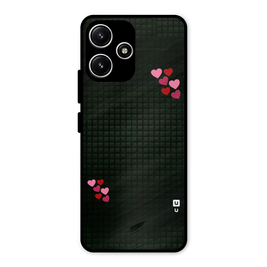Square and Hearts Metal Back Case for Redmi 12 5G
