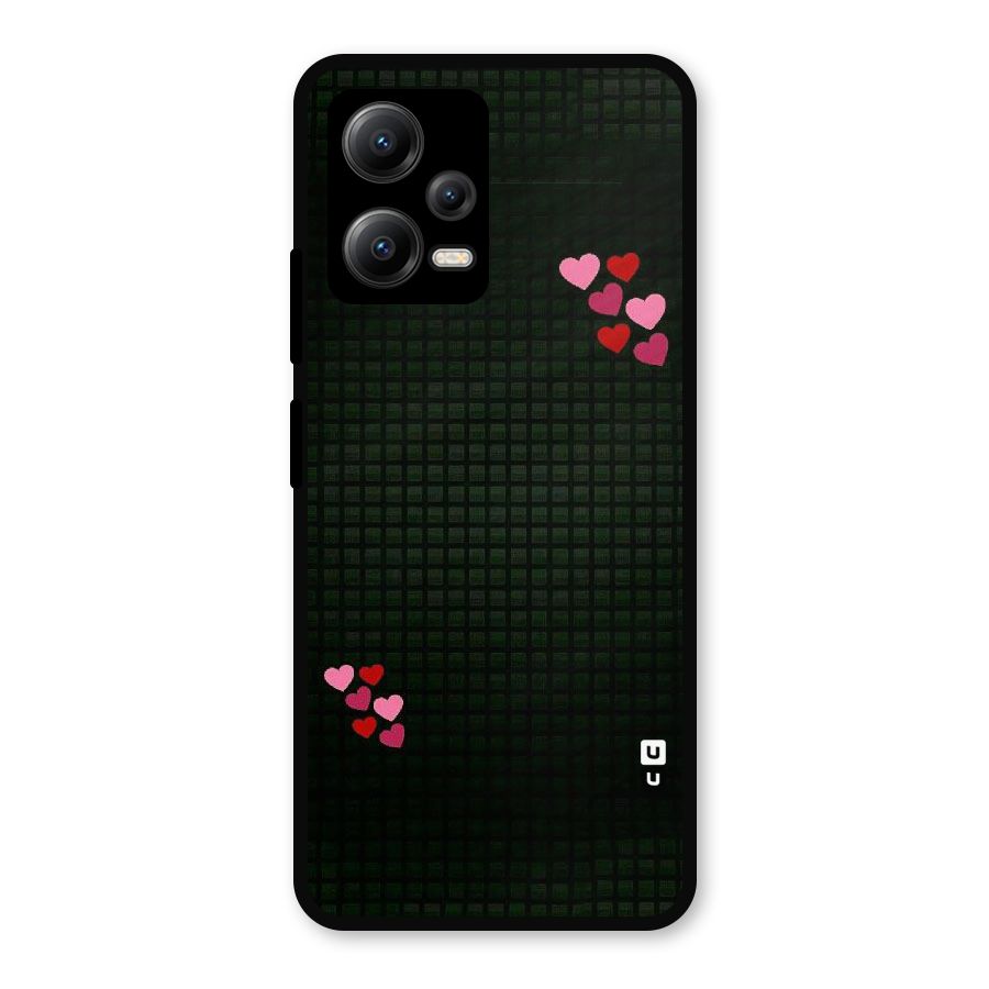 Square and Hearts Metal Back Case for Redmi Note 12 5G
