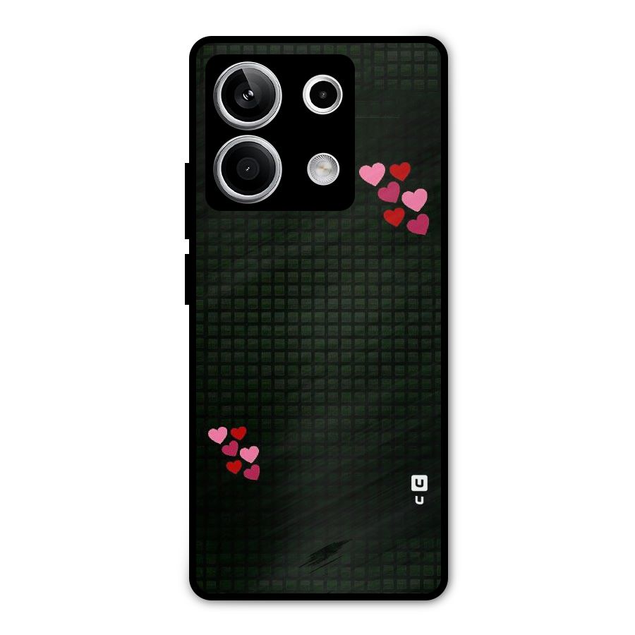Square and Hearts Metal Back Case for Redmi Note 13 5G