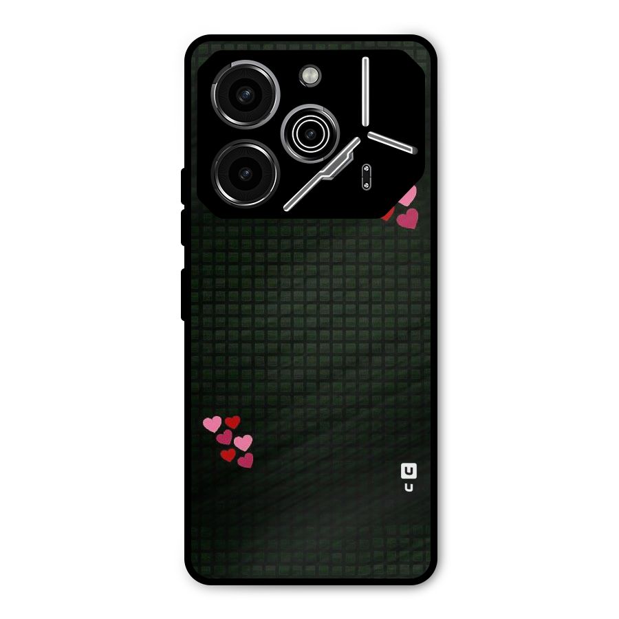 Square and Hearts Metal Back Case for Tecno Pova 6 Pro