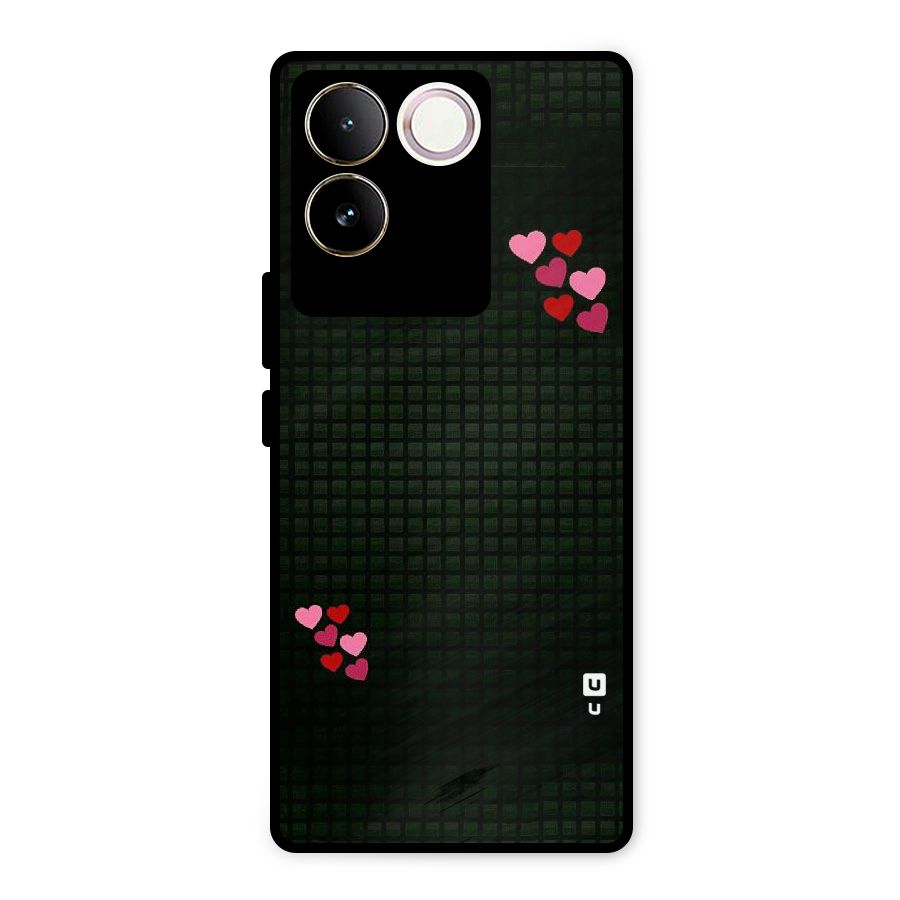 Square and Hearts Metal Back Case for Vivo T2 Pro