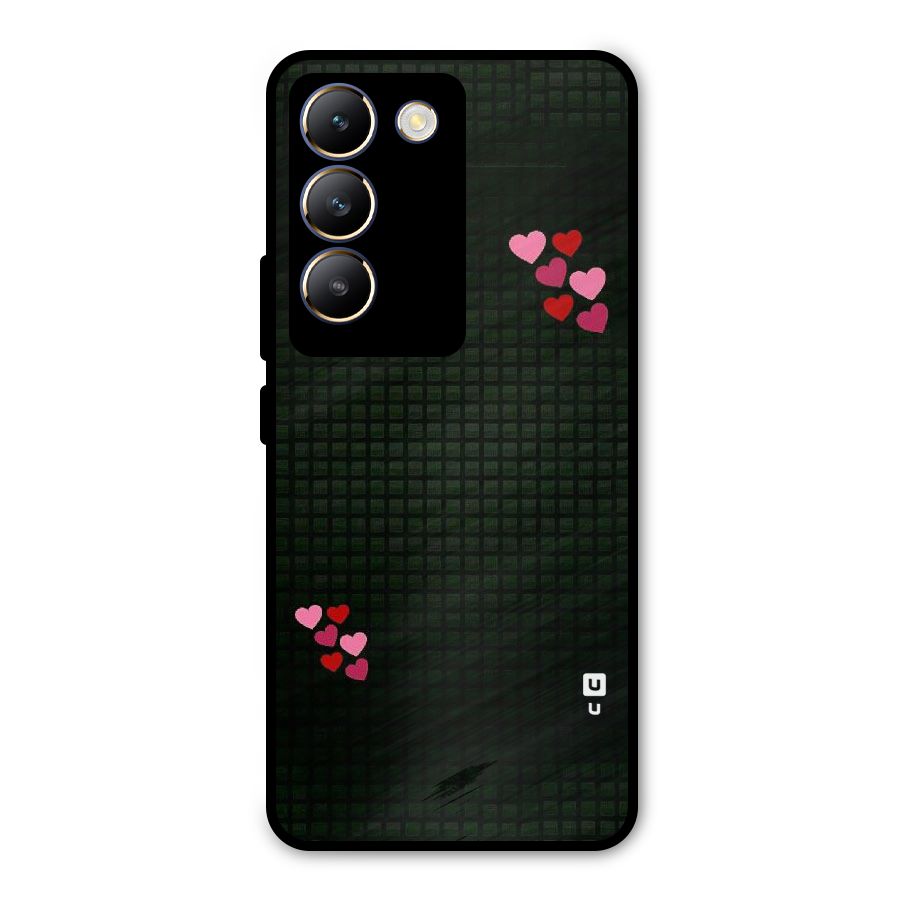 Square and Hearts Metal Back Case for Vivo T3 5G