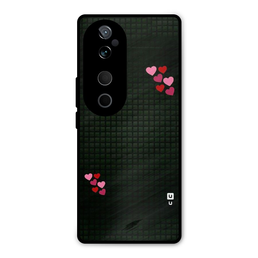 Square and Hearts Metal Back Case for Vivo T3 Ultra