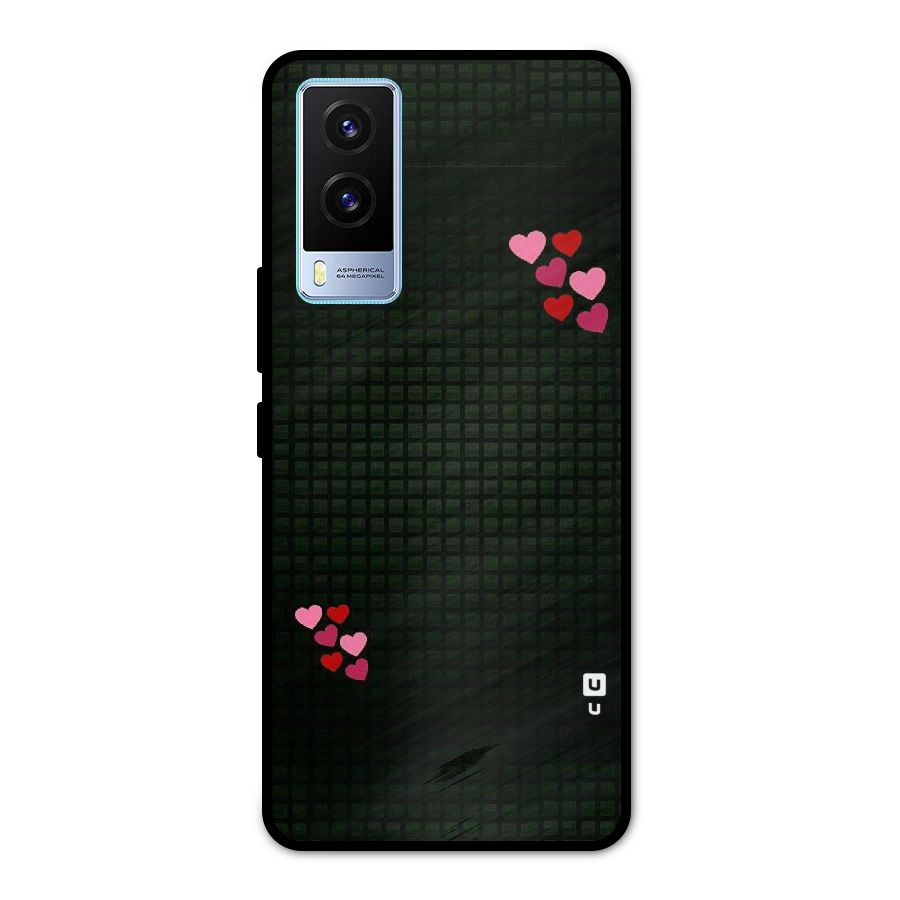 Square and Hearts Metal Back Case for Vivo V21e 5G