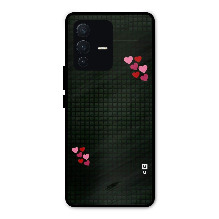 Square and Hearts Metal Back Case for Vivo V23 Pro