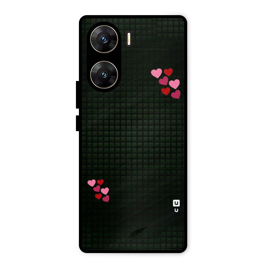 Square and Hearts Metal Back Case for Vivo V29e