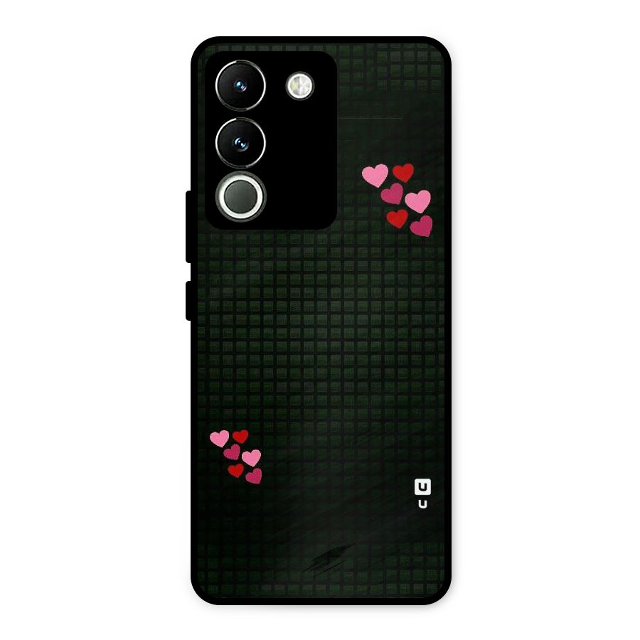 Square and Hearts Metal Back Case for Vivo Y200