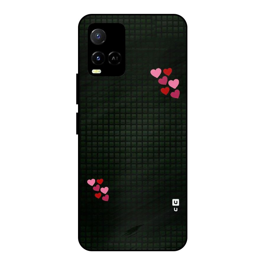 Square and Hearts Metal Back Case for Vivo Y21A