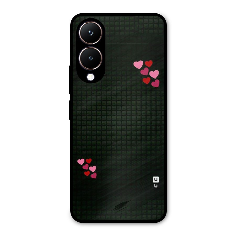 Square and Hearts Metal Back Case for Vivo Y28