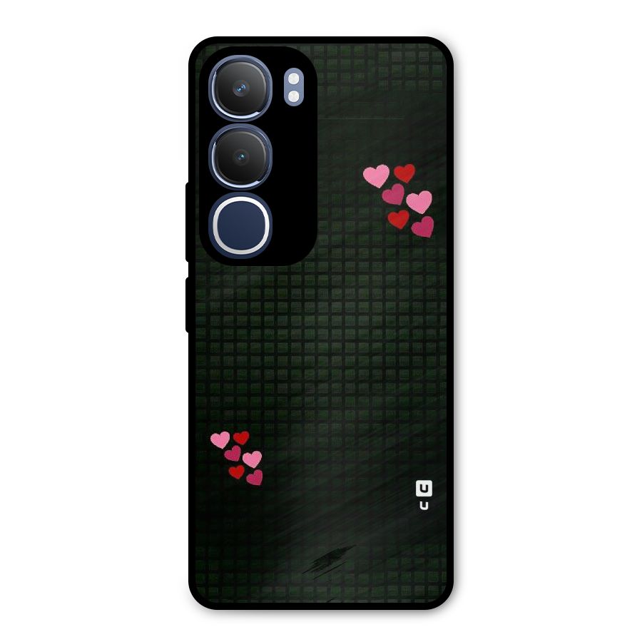 Square and Hearts Metal Back Case for Vivo Y29