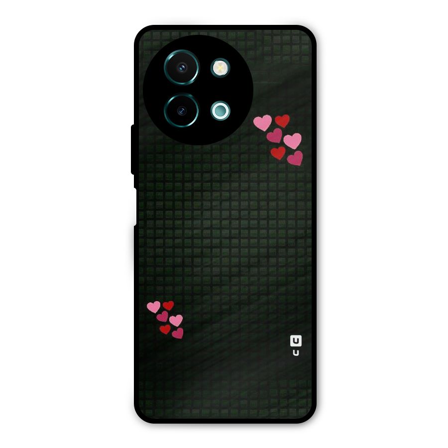 Square and Hearts Metal Back Case for Vivo Y58