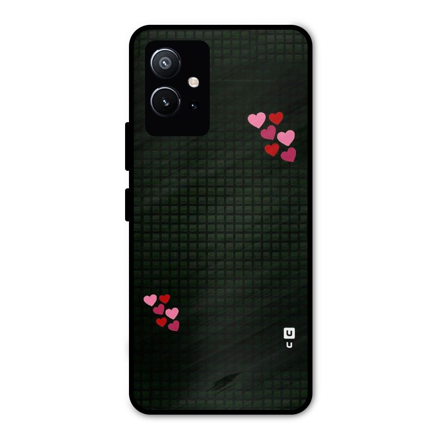 Square and Hearts Metal Back Case for Vivo Y75 5G