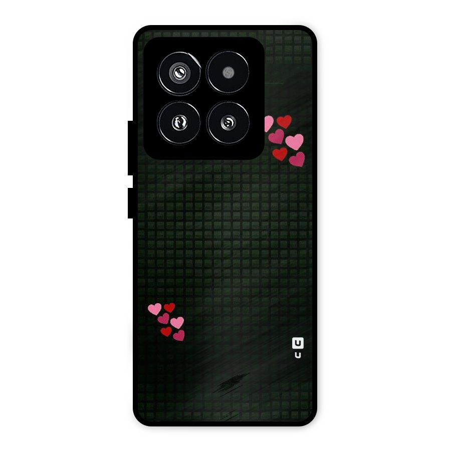 Square and Hearts Metal Back Case for Xiaomi 14 Pro
