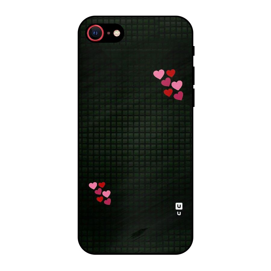 Square and Hearts Metal Back Case for iPhone 7