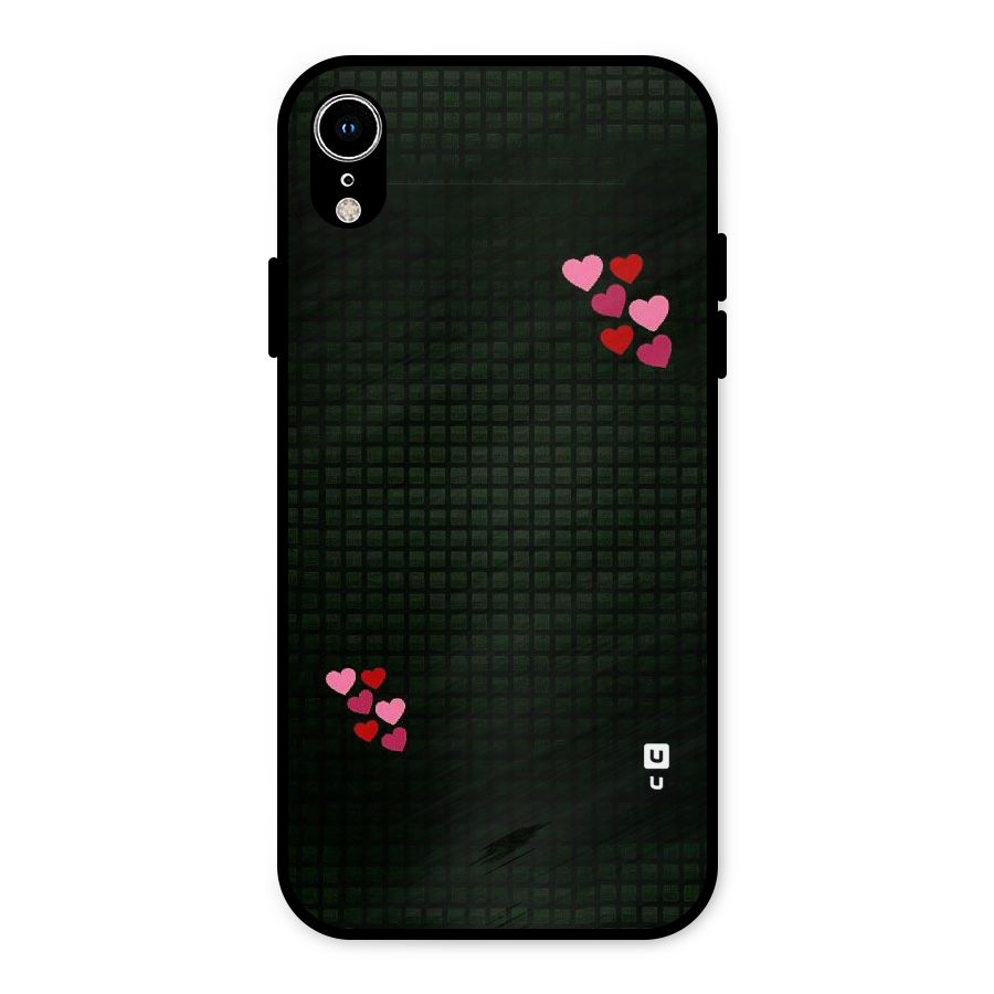 Square and Hearts Metal Back Case for iPhone XR