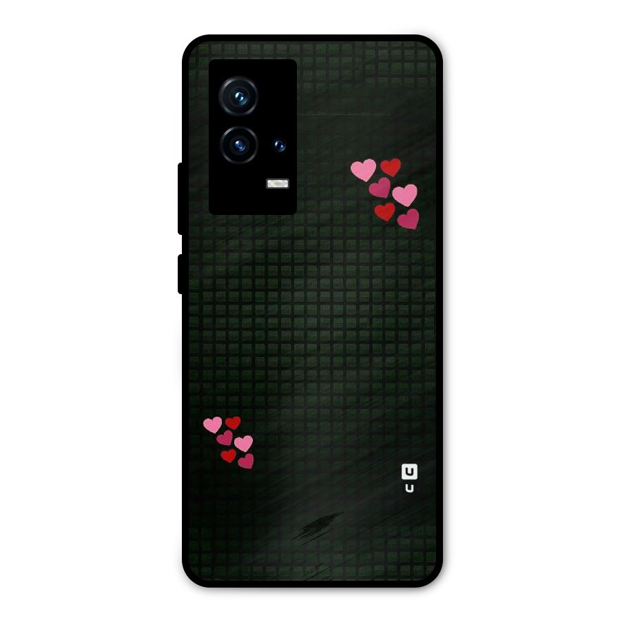 Square and Hearts Metal Back Case for iQOO 9 5G