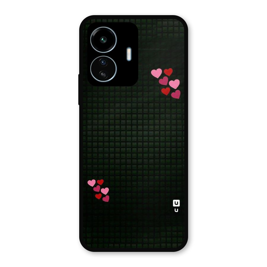Square and Hearts Metal Back Case for vivo iQOO Z6 Lite 5G