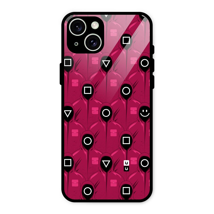 Squid Gamers Pattern Glass Back Case for iPhone 15 Plus