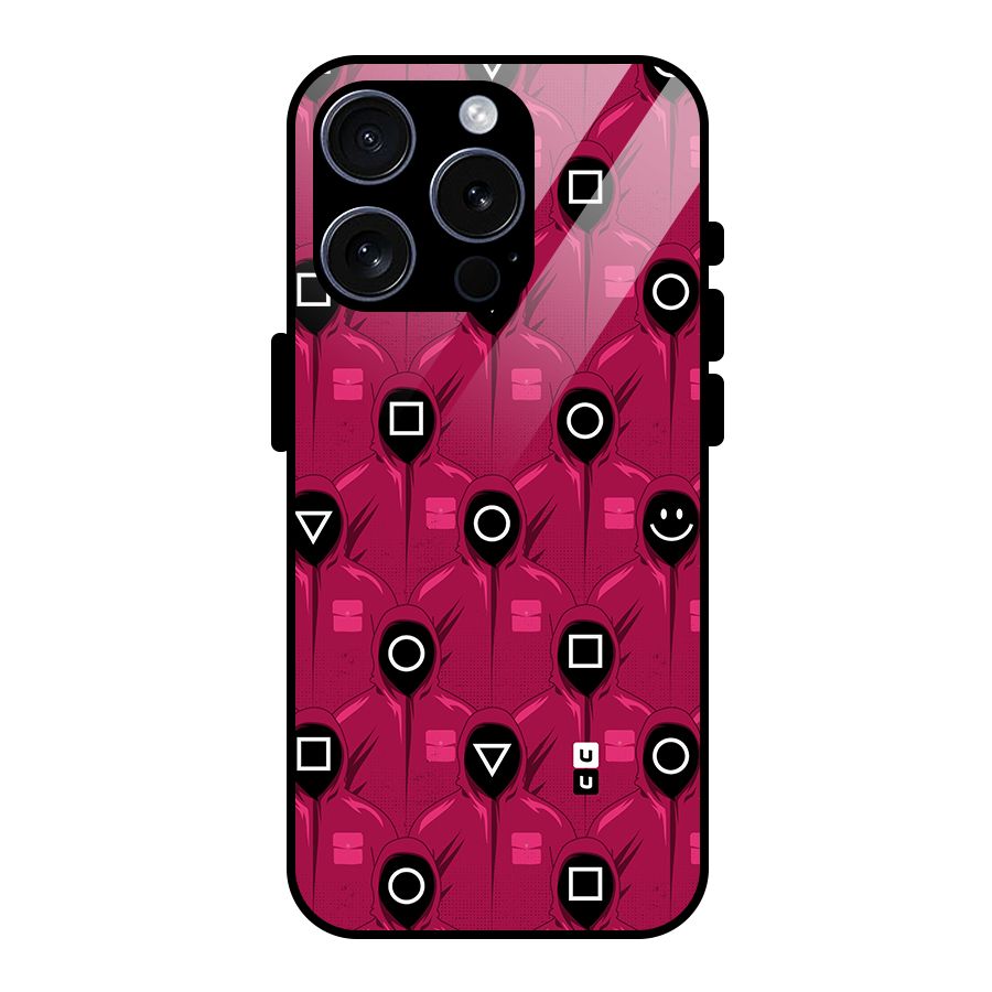 Squid Gamers Pattern Glass Back Case for iPhone 15 Pro