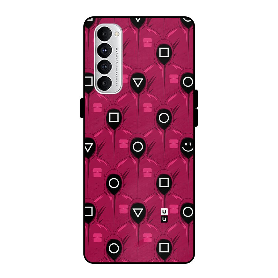 Squid Gamers Pattern Metal Back Case for Oppo Reno4 Pro