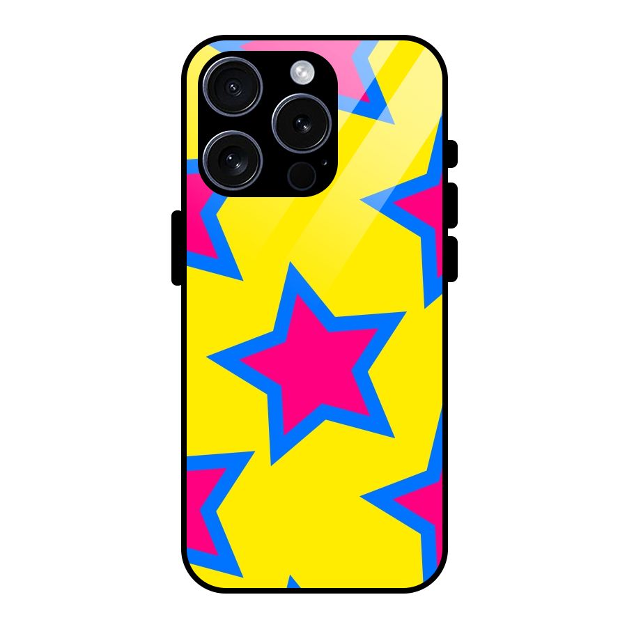 Star Pattern Glass Back Case for iPhone 15 Pro