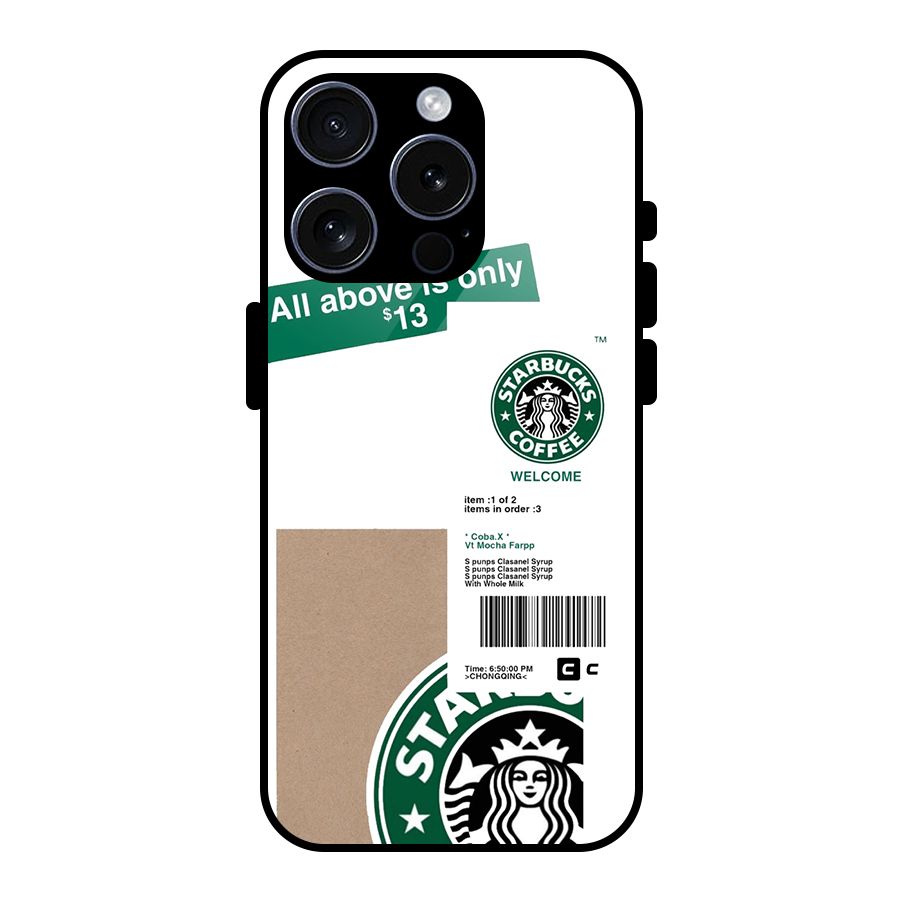 Starbucks Coffee Mocha Glass Back Case for iPhone 15 Pro