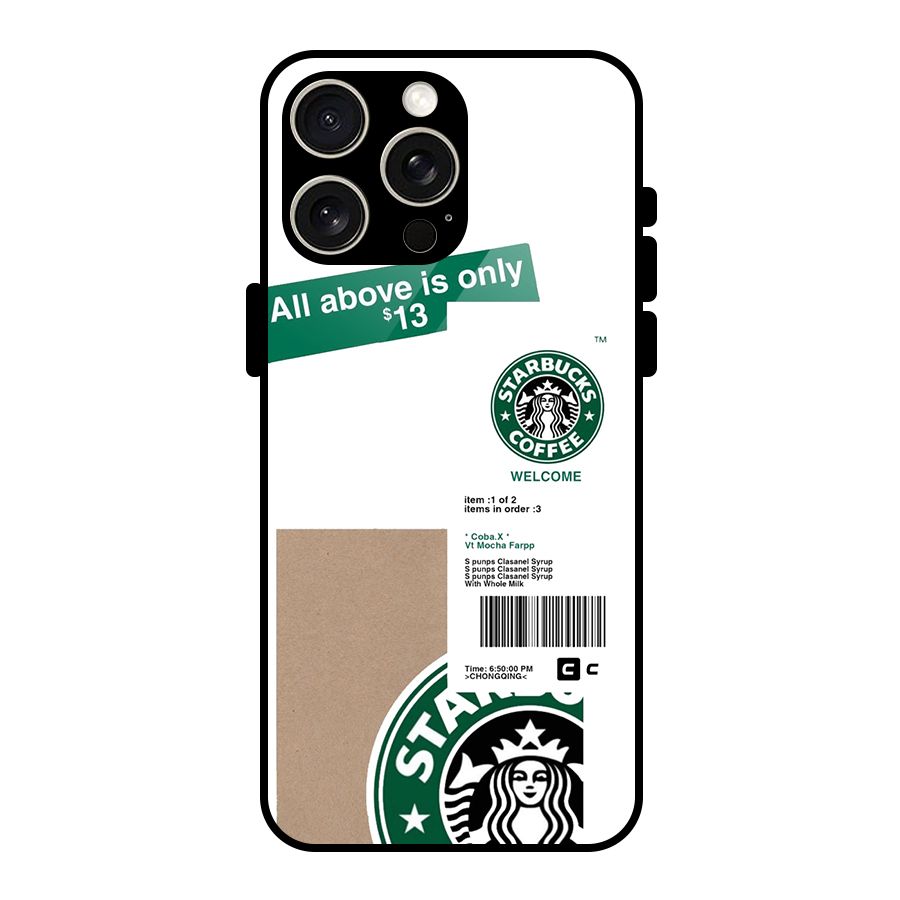 Starbucks Coffee Mocha Glass Back Case for iPhone 15 Pro Max