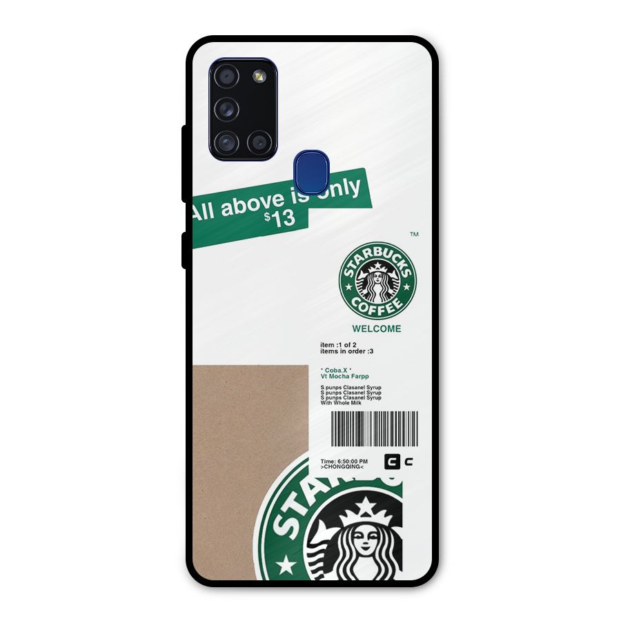 Starbucks Coffee Mocha Metal Back Case for Galaxy A21s