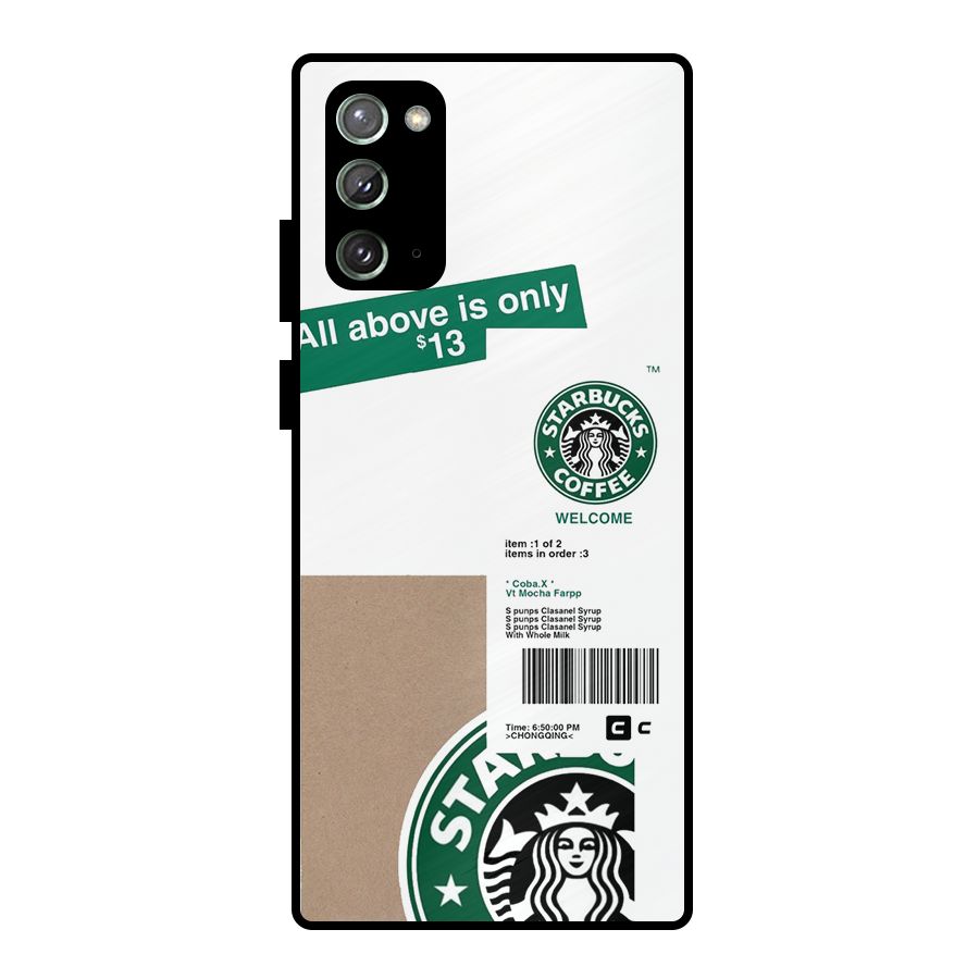 Starbucks Coffee Mocha Metal Back Case for Galaxy Note 20