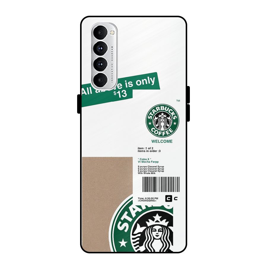 Starbucks Coffee Mocha Metal Back Case for Oppo Reno4 Pro