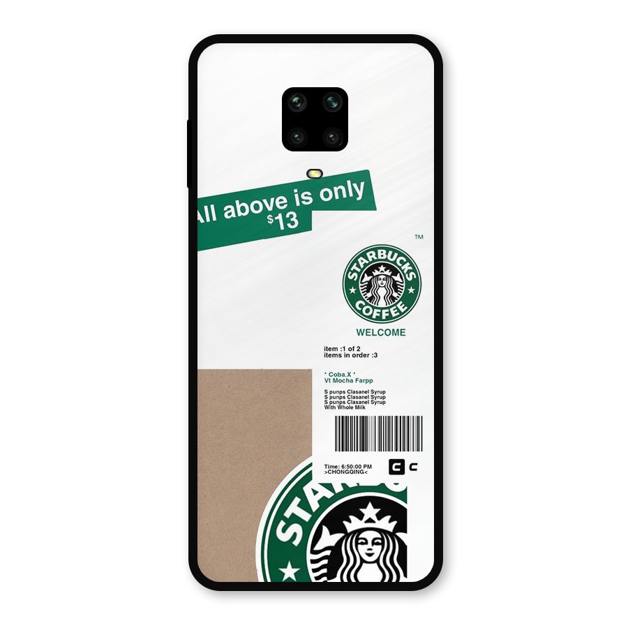 Starbucks Coffee Mocha Metal Back Case for Redmi Note 9 Pro