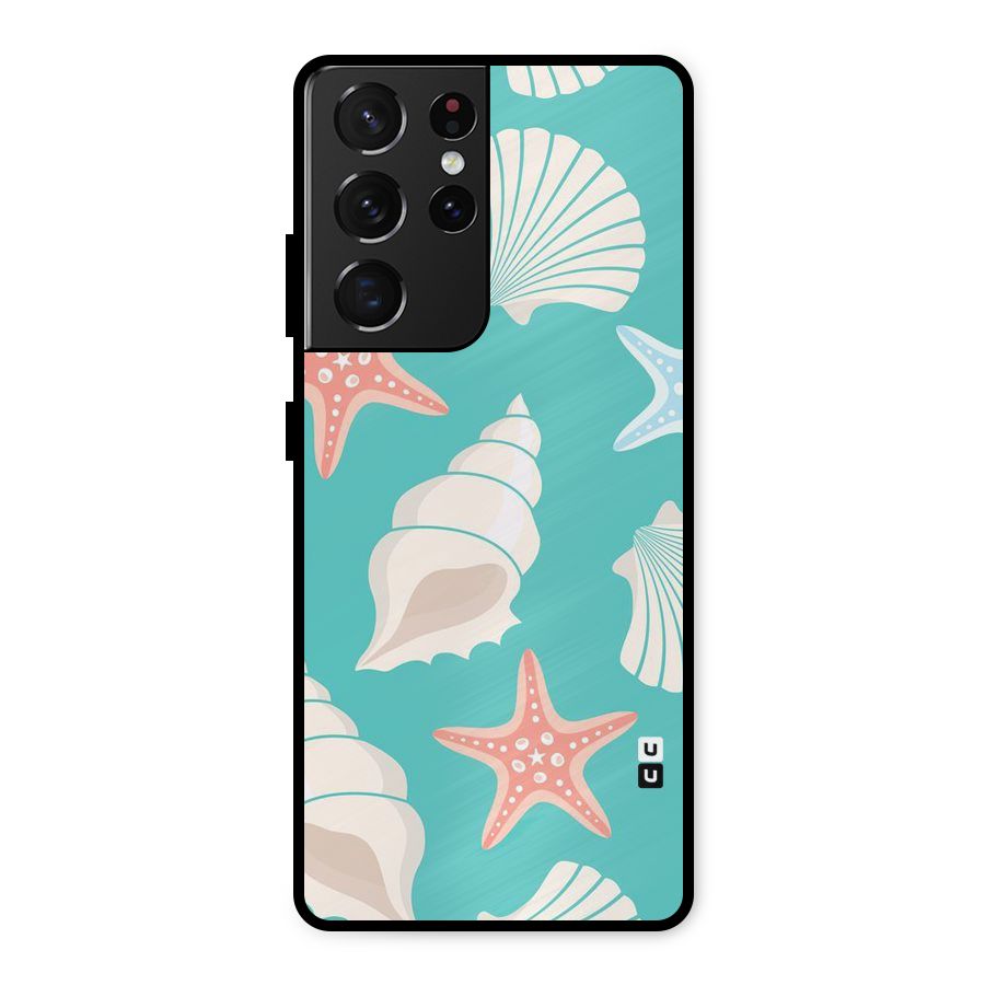 Starfish Sea Shell Metal Back Case for Galaxy S21 Ultra 5G