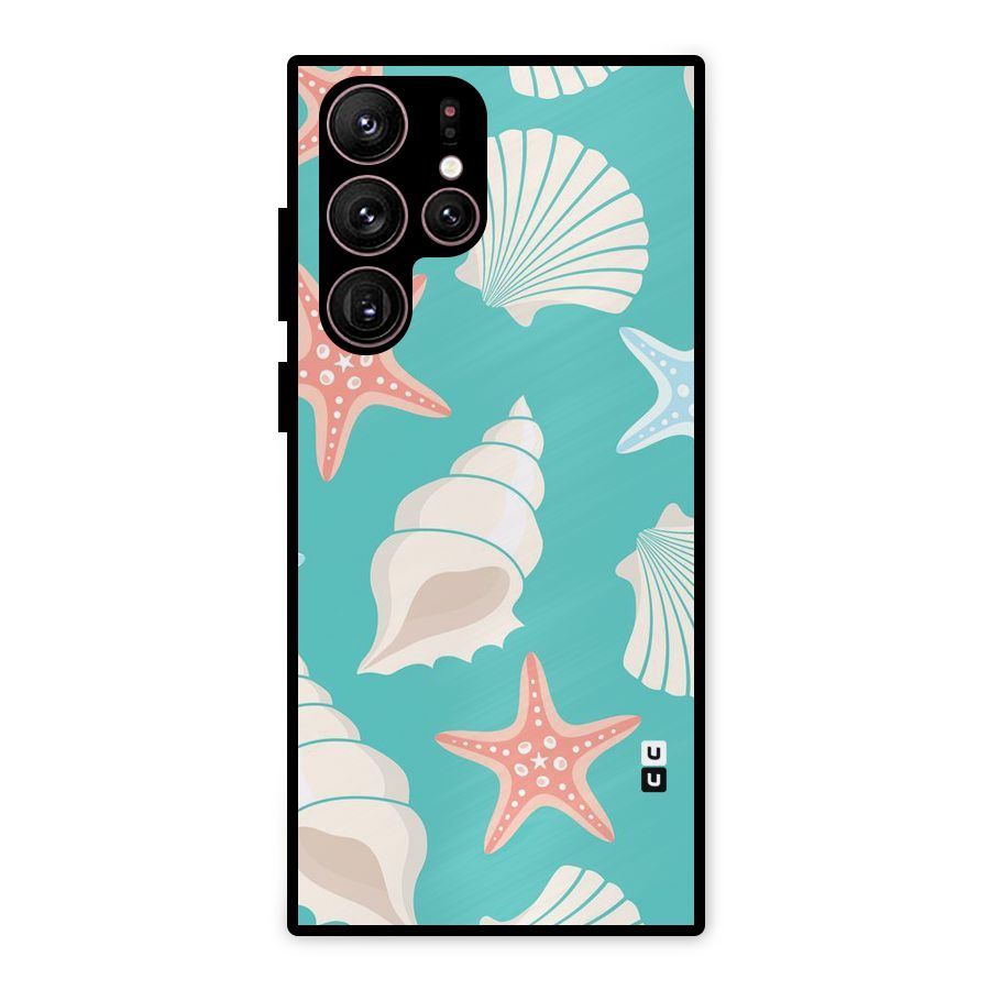 Starfish Sea Shell Metal Back Case for Galaxy S22 Ultra 5G