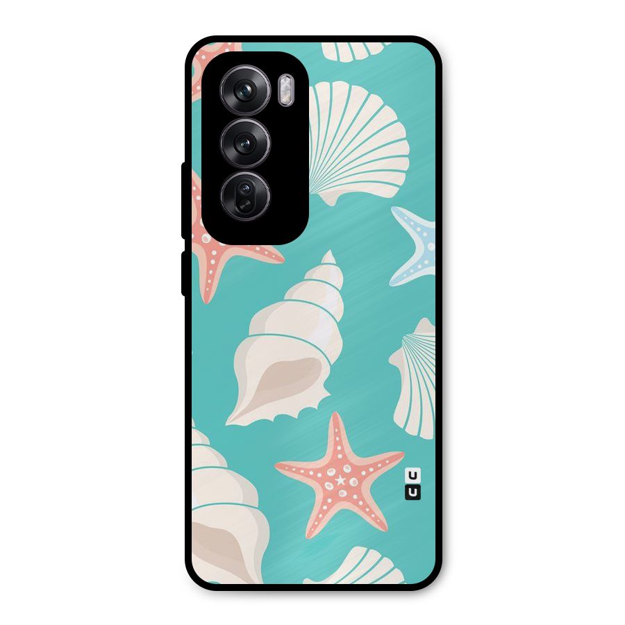 Starfish Sea Shell Metal Back Case for Oppo Reno12 Pro
