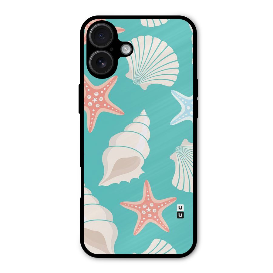 Starfish Sea Shell Metal Back Case for iPhone 16 Plus
