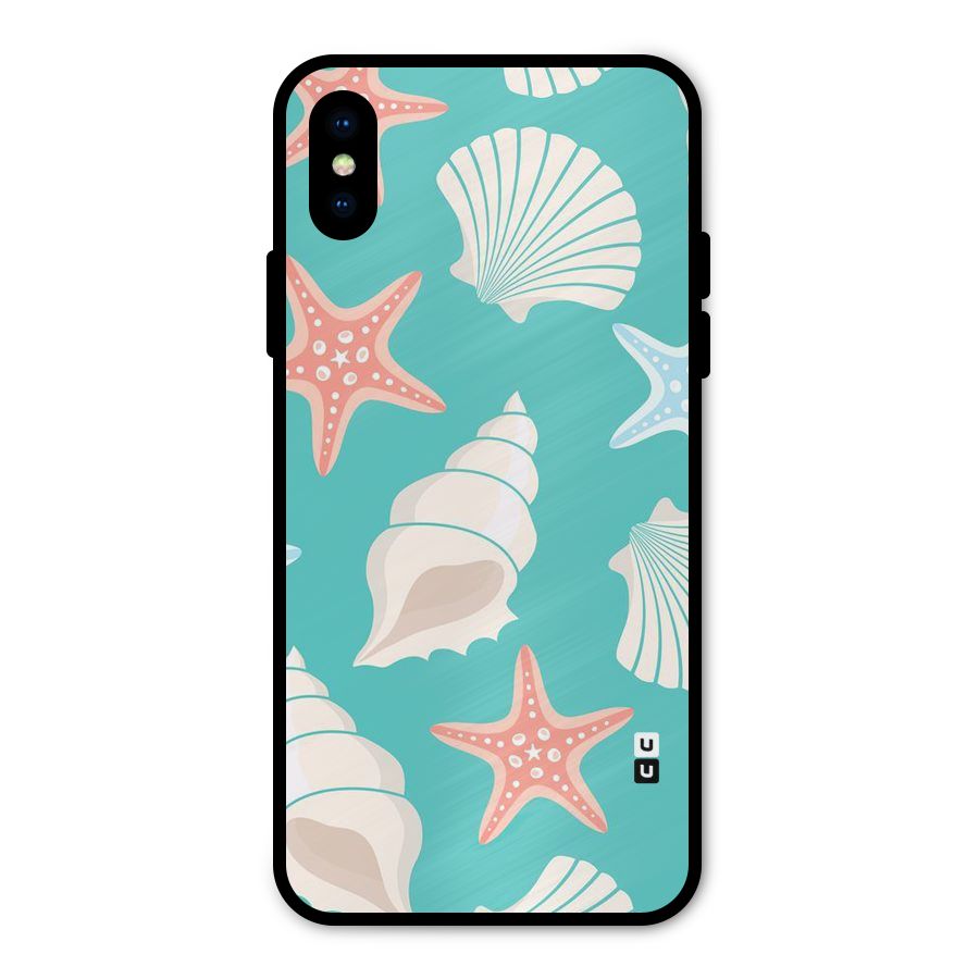 Starfish Sea Shell Metal Back Case for iPhone XS